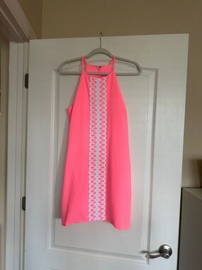 NWT Lilly Pulitzer Neon Pink Halter Pearl Romper